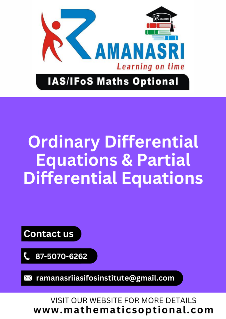 UPSC Maths Optional Books, Sample Study Materials, Notes ODE & PDE, Ordinary Differential Equations & Partial Differential Equations UPSC maths optional book