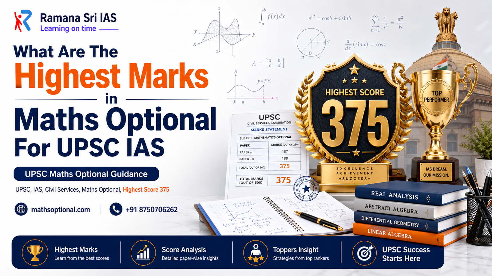 Highest Marks in Maths Optional for UPSC - Ramana Sri IAS