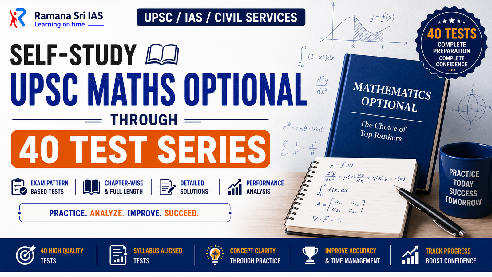 Self-Study UPSC Maths Optional through 40 Test Series - Ramana Sri IAS