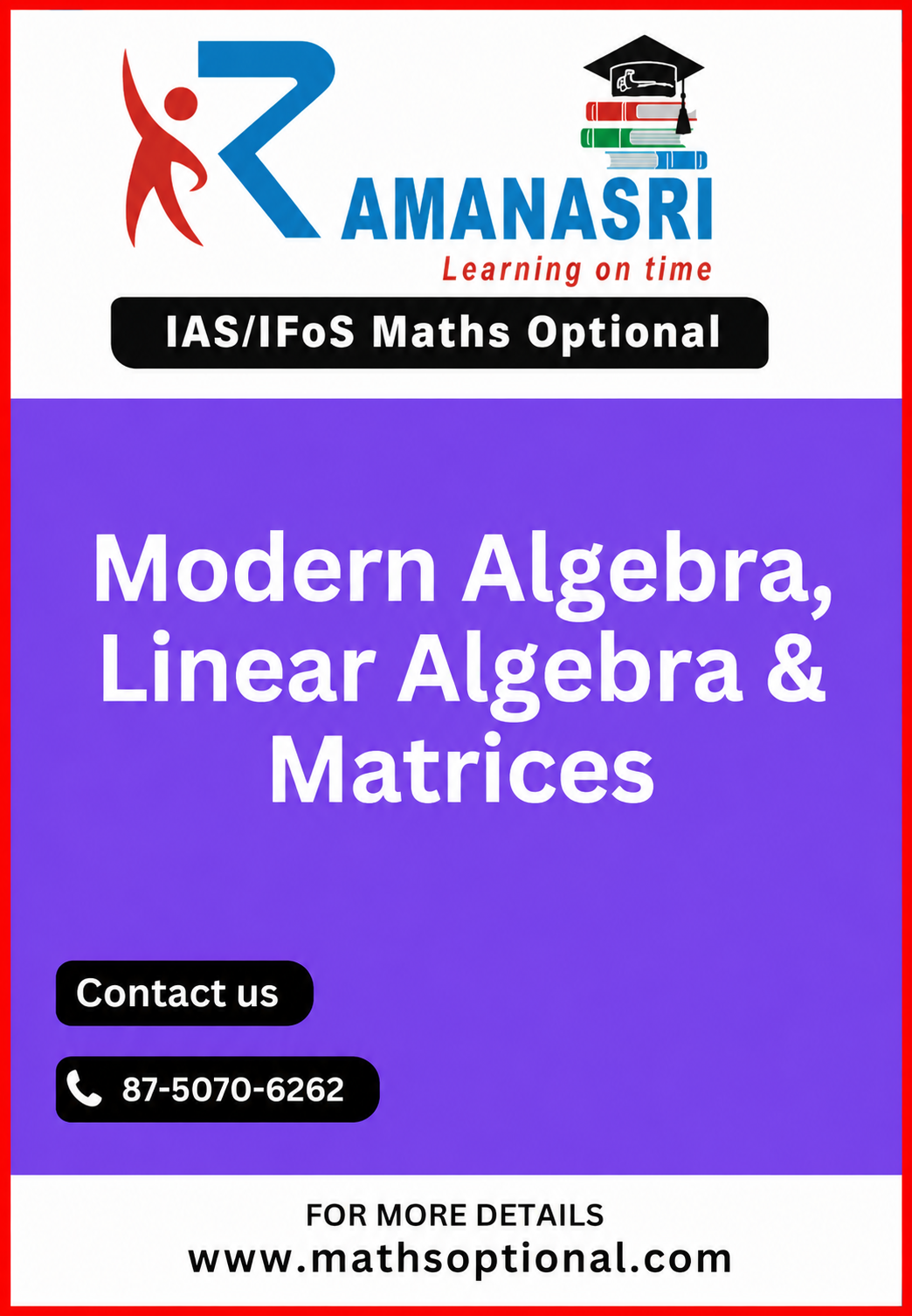 UPSC Maths Optional Books of Modern Algebra, Linear Algebra and Matrices