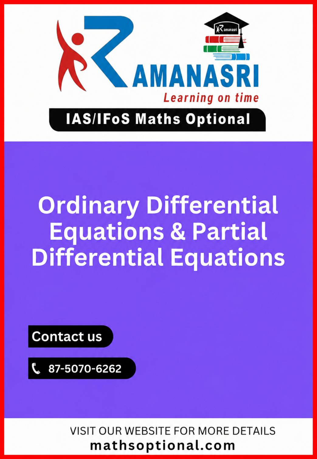 UPSC Maths Optional Books of Ordinary Differential Equations and Partial Differential Equations