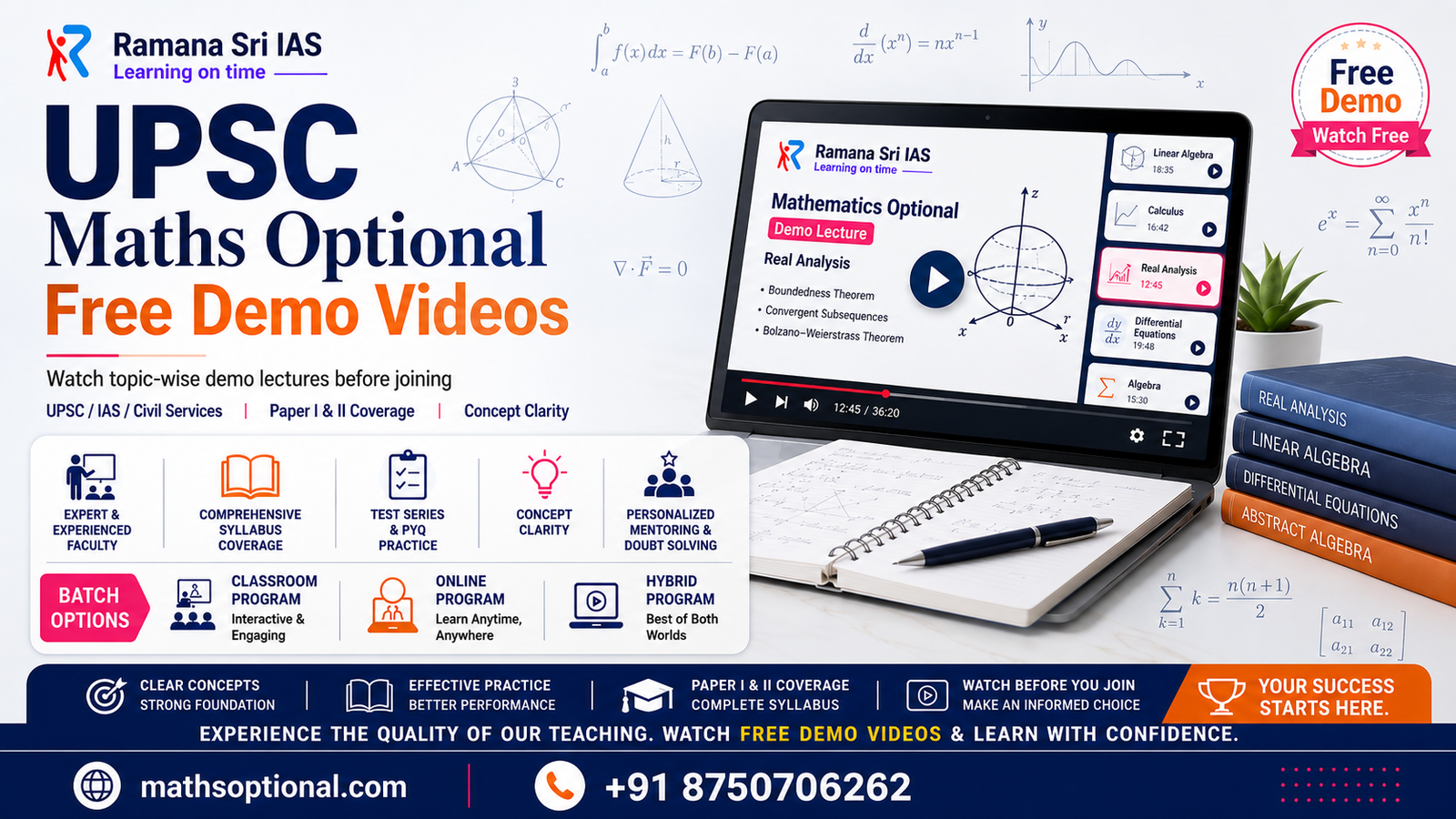 UPSC Maths Optional Free Demo Videos - Ramana Sri IAS
