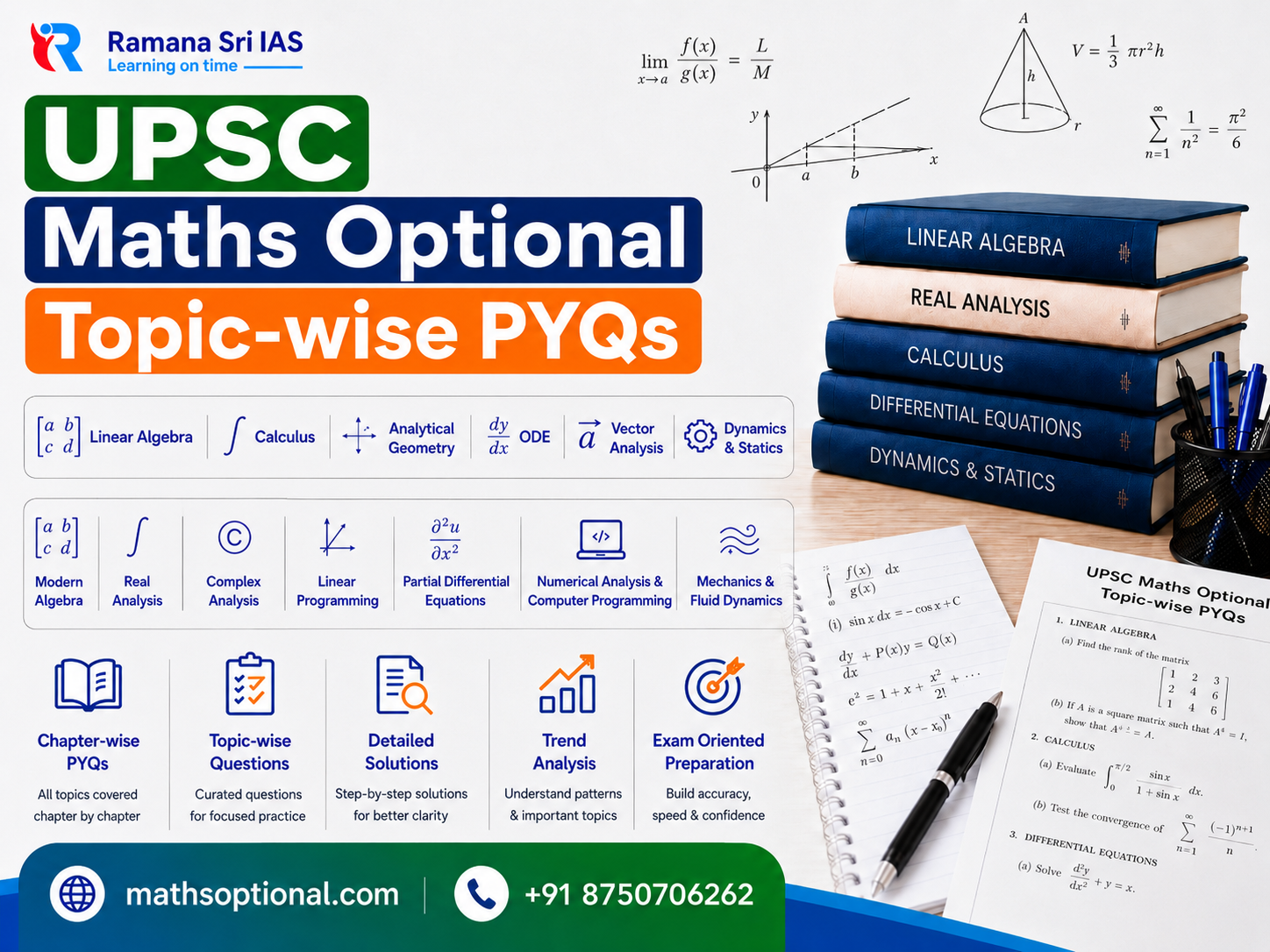 UPSC Maths Optional Topic-wise PYQs for Paper I and Paper II - Ramana Sri IAS